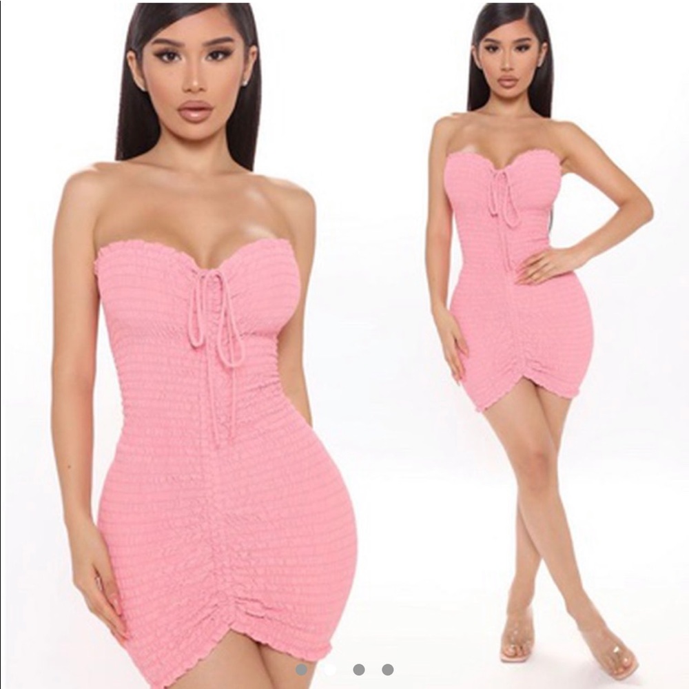 Fashion Nova Pink Ruched Bodycon Dress